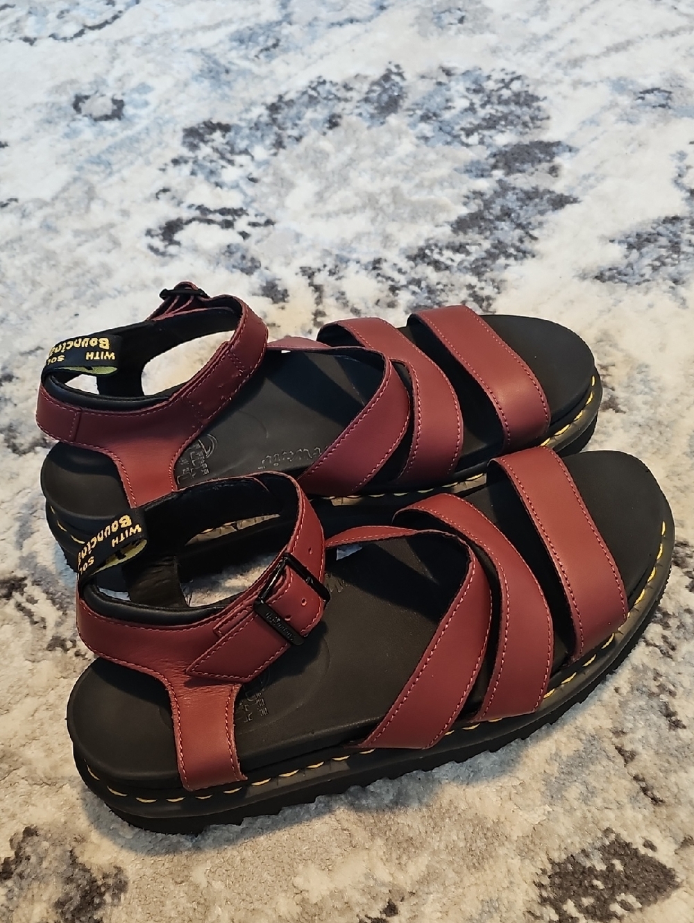 Dr Martens Blaire BurgundyLeather Strappy Platform Sandals - Picture 5 of 9